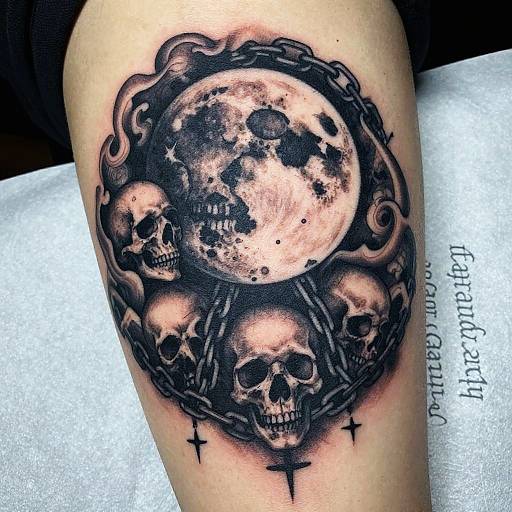 Surreal Gothic Moon Tattoo Design