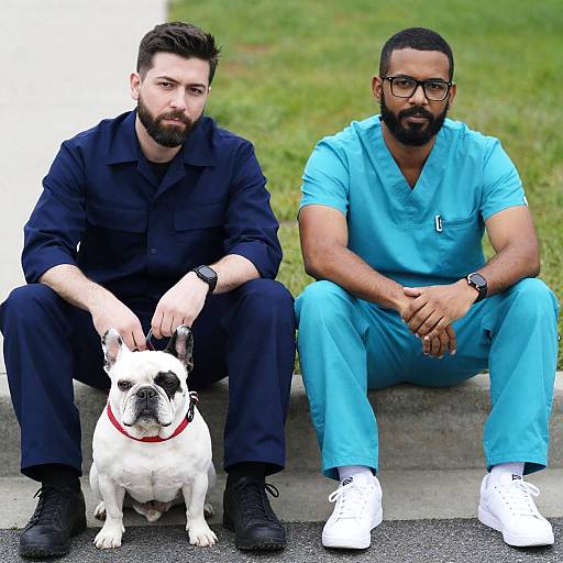 Candid Moment: Two Men and Their Dog