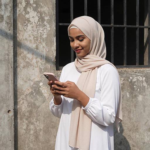 Outdoor Portrait of Woman in Beige Hijab