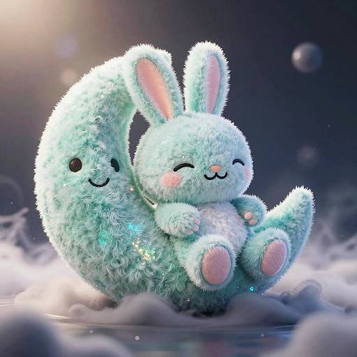 Iridescent Mint Sleepy Moon Bunny Plush