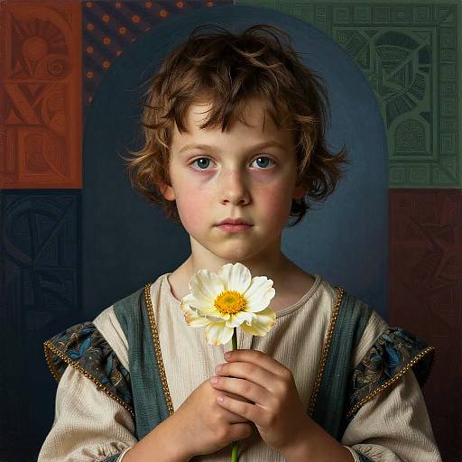 Hyperreal Portrait of Child with Flower