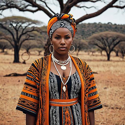 African Woman in Traditional Xhosa Attire Outdoors
