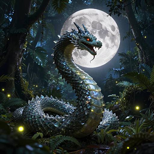 Bakunawa Serpent Dragon in Twilight Jungle