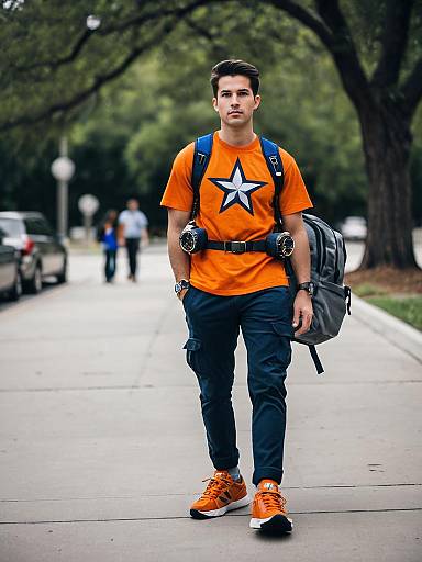 USA-Themed Orange Shirt Male Portrait
