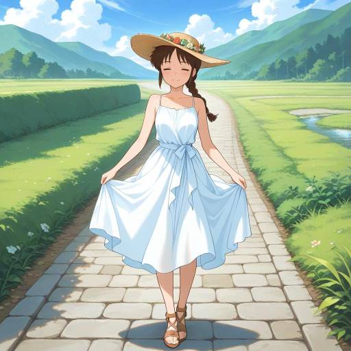 Serene Summer Girl in Studio Ghibli Style