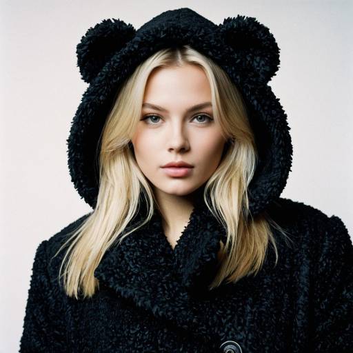 Blonde Girl in Black Teddy Coat