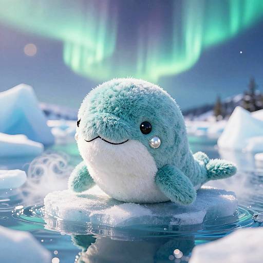 Aurora Narwhal Fumo Plush in Lagoon