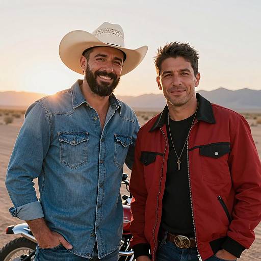 Two Friends in Desert Sunset