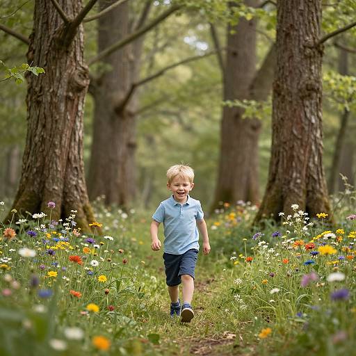Joyful Child in Enchanted Forest