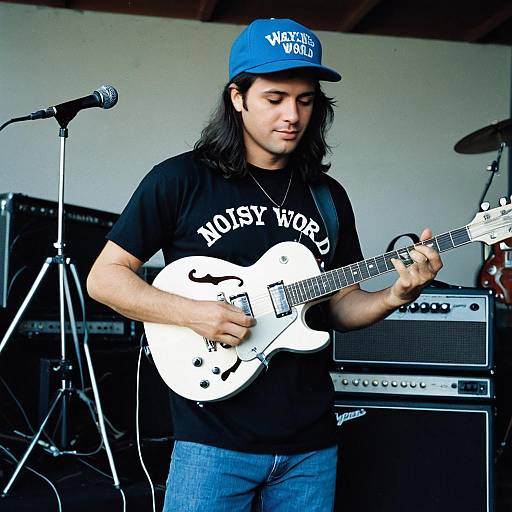 Photograph of a young man with long black hair, wearing a blue 