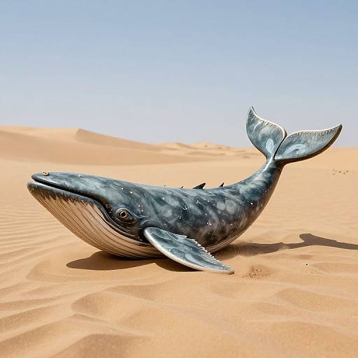 Ancient Clockwork Whale in Desert