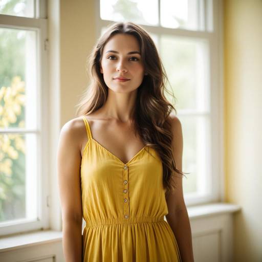 Young Woman in Yellow Sundress by Window