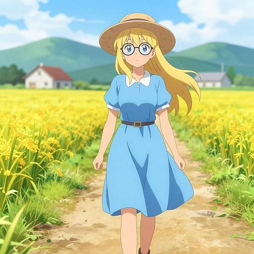 Serene Anime Summer Countryside Scene