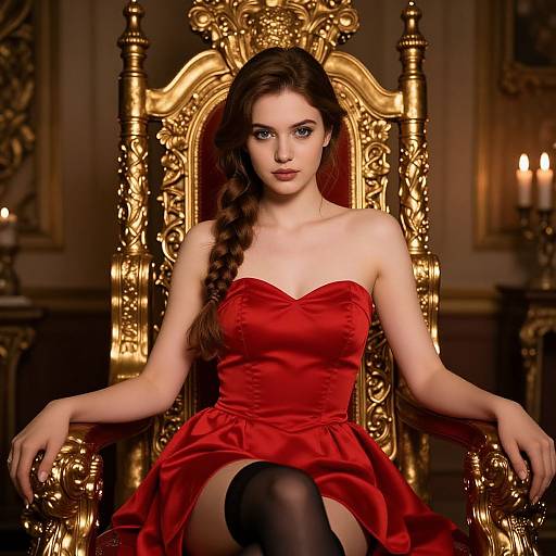 Regal Woman on Ornate Throne