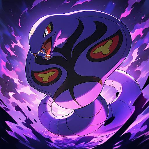 Illustration of Arbok, pokemon in the style of Fujikawa