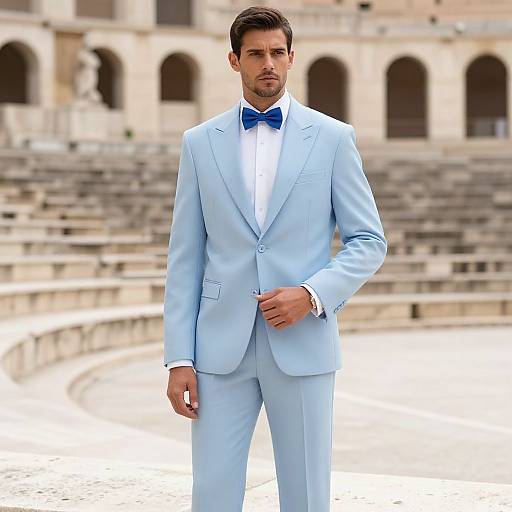 Elegant Man in Ancient Amphitheater