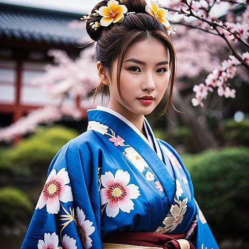 Realistic Zenitsu in Floral Kimono