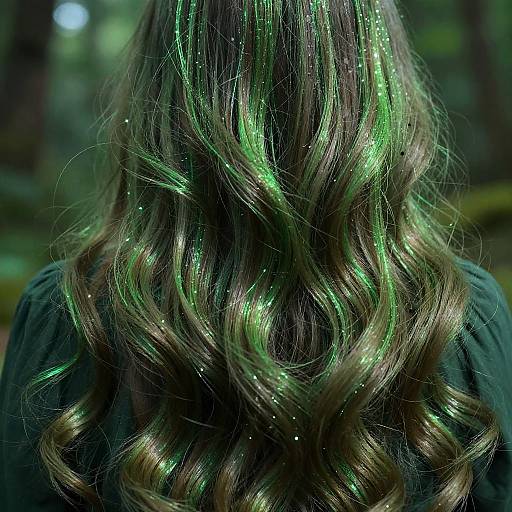 Glossy Green Hair with Mystical Glow
