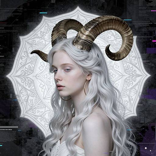 Ethereal Woman with Ram Horns