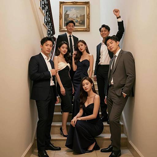 Elegant Gathering in a Narrow Hallway