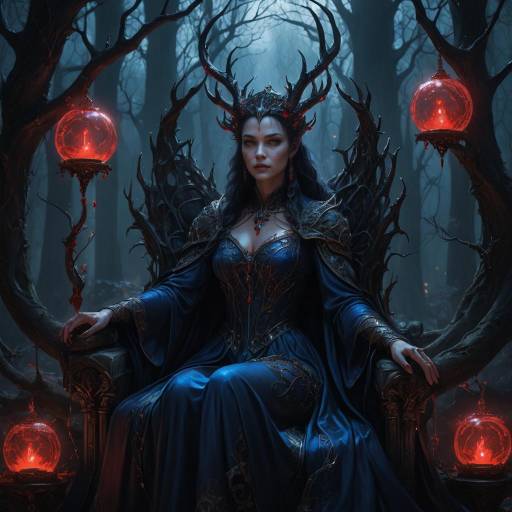 Enigmatic Demon Queen in Eerie Forest