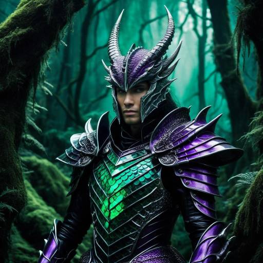 Emerald Scaled Dragon Knight in Enchanted Forest Emerald Scaled Dragon Knight in Enchanted Forest