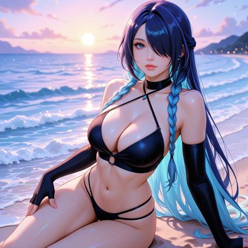 Confident Cowgirl at a Serene Beach