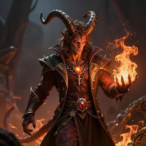 Tiefling Demon Mage with Fire Magic