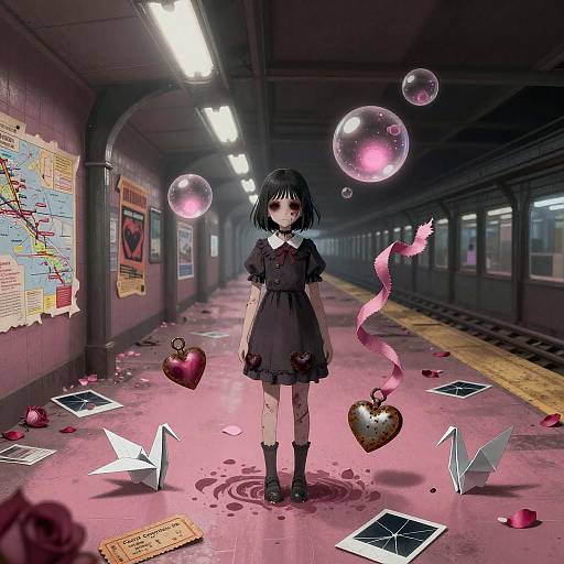 Undead Girl in Pink Subway Station
