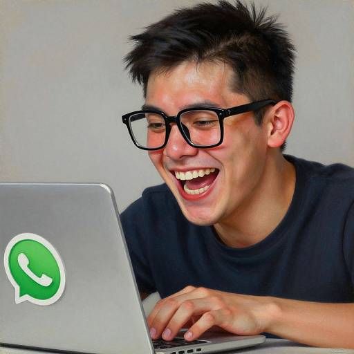 Laughing Young Man with Laptop