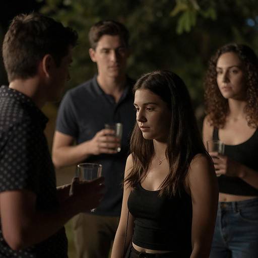 Dimly Lit Outdoor Friends Gathering