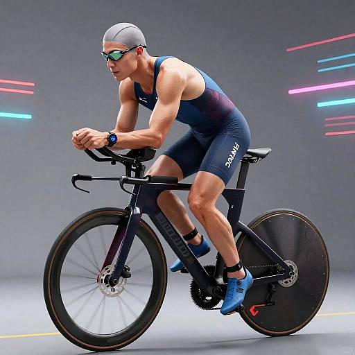 Futuristic Triathlete in Neon Arena