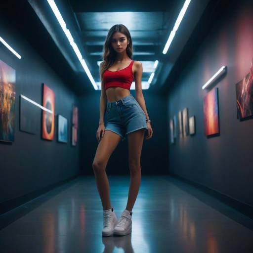 Cinematic Fashion Portrait in Art Gallery