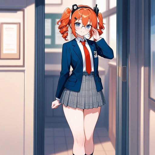Playful Schoolgirl in Dreamlike Cafe