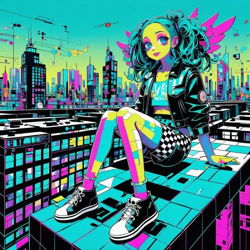 Whimsical Neon Pop Art Character