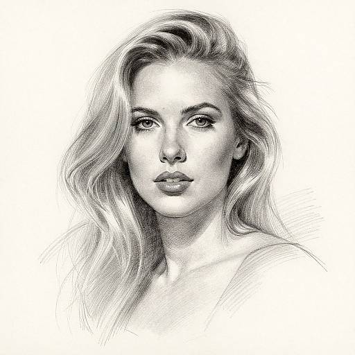 Serene Blonde Woman Charcoal Portrait