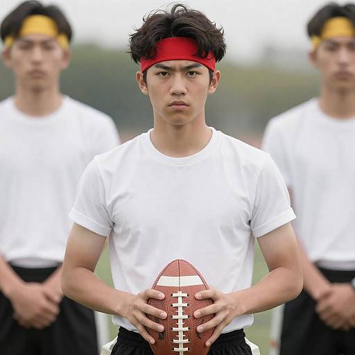 Young Man with Football in Bright Setting