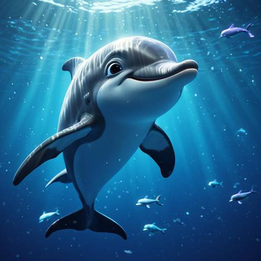 Joyful 3D Dolphin Calf Underwater