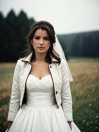Realistic Bride in White Dress Outdoors