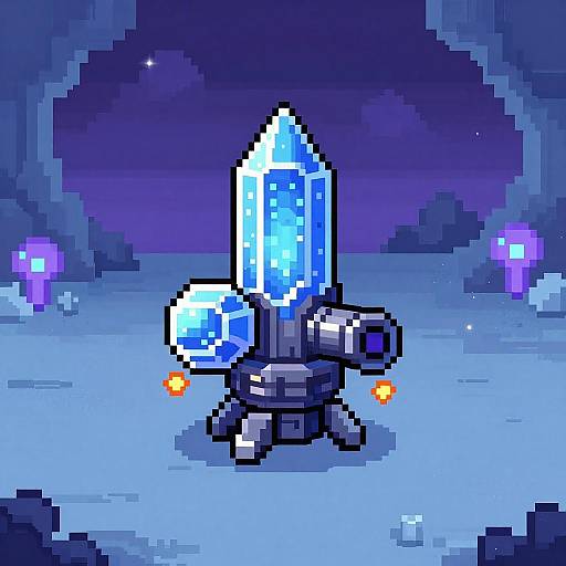 Retro Pixel Crystal Energy Turret