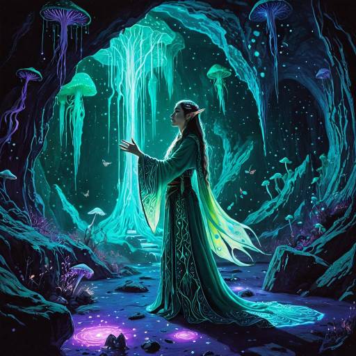 Elven Princess in Bioluminescent Cave Elven Princess in Bioluminescent Cave