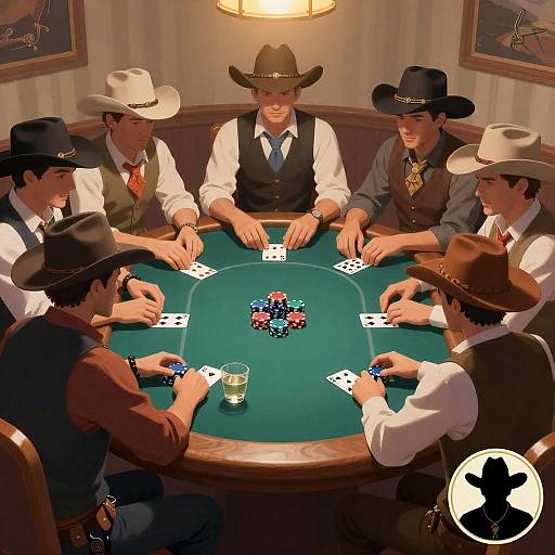 Vibrant Six Cowboys at Poker Night