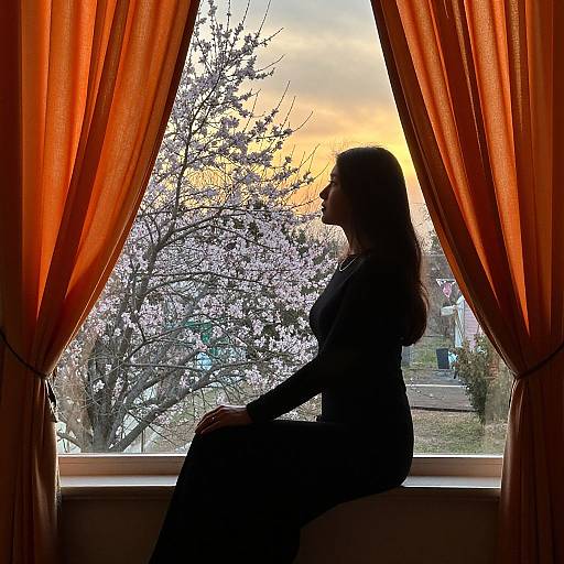 Graceful Woman by Window Silhouette