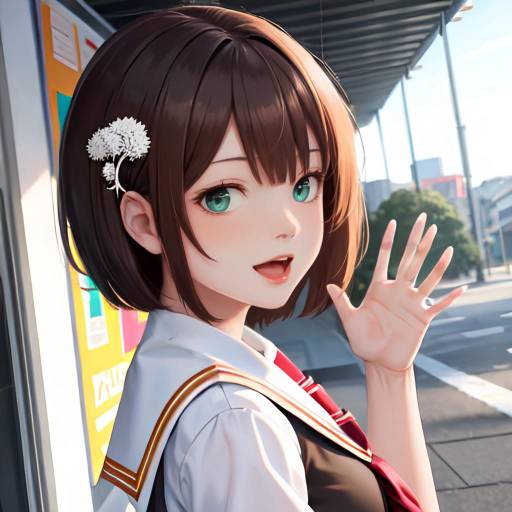 Aesthetic Anime Girl in Street Scene