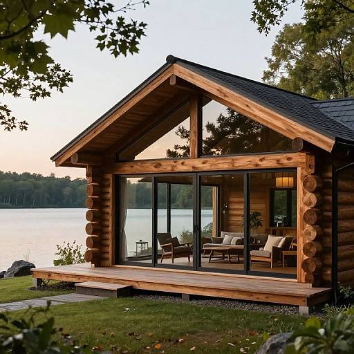 Serene Hybrid Log Lake Home