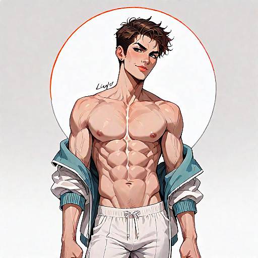 Muscular Shirtless Male Anime Character