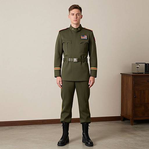 Man in Military Uniform Costume