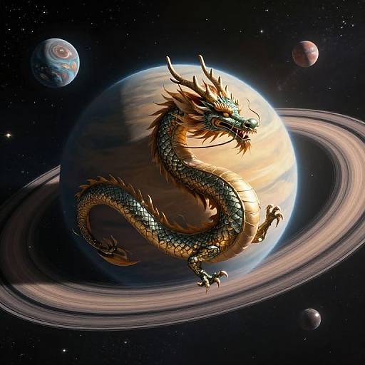 Tang Dynasty Dragon in Cosmic Space