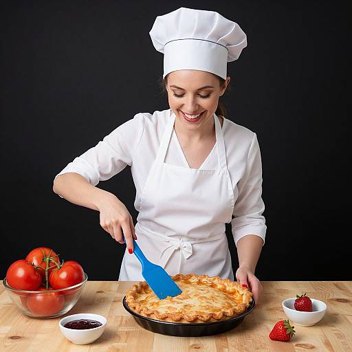 Cheerful Chef Preparing Fresh Pie