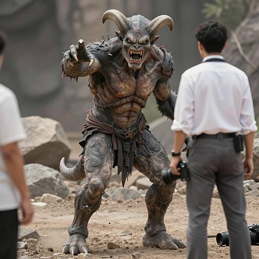 Menacing Horned Creature Facing Photographer Outdoors